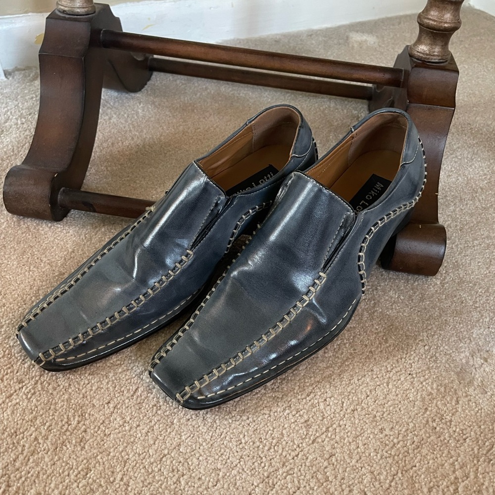 Men's Blue Leather Loafers
